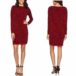 Michael Kors Cinnabar Red Lace Print Stretch Matte Jersey Sheath Dress